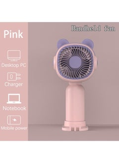 Buy Handheld Fan Portable Mini Handheld Fan with Backup Power Adjustable USB Rechargeable Small Fan for Girls Women Travel Beach Pink in Saudi Arabia