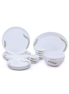 Buy 21 Pieces Opalware Dinner Sets- Microwave & Dishwasher Safe- Botanica Dinnerware Set with 6-Piece Full Plate/6-Piece Side Plate/6-Piece Vegetable Bowl/2-Piece Serving Bowl/1Piece Rice Plate- White in Saudi Arabia