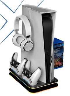 Buy PS5 Stand and Cooling Station with Dual Controller Charging Station for PlayStation 5 Console, PS5 Accessories Incl. Controller Charger, Cooling fan, Headset holder (Fit 2023 PS5 -Fat-normal Versions) in Saudi Arabia