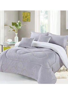 اشتري DREAM BELL SOFT & FLUFFY 6 PC KINGSIZE VELVET/FUR GREY COMFORTER SET في الامارات