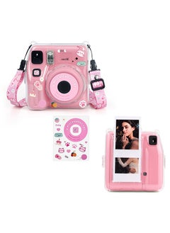 Buy Clear Case for Fujifilm Instax Mini SE Instant Camera | Protective Hard PC Cover with Film Pocket + Cute Sticker & Removable Strap - Clear in UAE