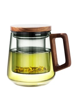 اشتري Tea separation cup，Glass Tea Infuser Cup, Glass Teacups with Strainer and Lid for Loose Leaf Tea, Blooming Tea, Tea Bag, Coffee Cups (17.6oz/ 520ml) في الامارات