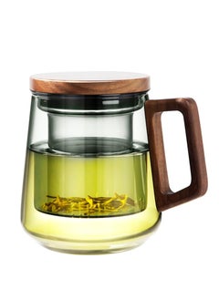 اشتري Tea separation cup，Glass Tea Infuser Cup, Glass Teacups with Strainer and Lid for Loose Leaf Tea, Blooming Tea, Tea Bag, Coffee Cups (17.6oz/ 520ml) في الامارات