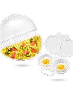Buy Egg Poacher and Omelet Pan for Microwave, 2 Cavity for Perfect Poached Eggs, Microwave Cookware Easy Eggs Set for Quick and Healthy Breakfast, Dishwasher Safe Non-Stick, Kitchen Essentials in UAE