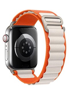 اشتري Alpine Loop strap for Apple watch band Ultra 49mm 44mm 45mm nylon bracelet Sport Strap with Metal Steel G‑Hook For iWatch series 7 6 5 4 8 Se - Orange/White في مصر