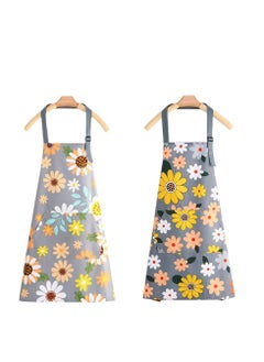 Buy Kitchen Aprons for Women 2 Pack Adjustable Waterproof Cooking Apron with Pockets Chef Aprons for Kitchen Baking Gardening BBQ 2 pcs in UAE