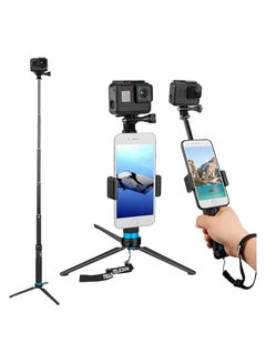Buy TELESIN Selfie Stick Tripod with Phone Holder for Action Camera and Mobile Phone in UAE