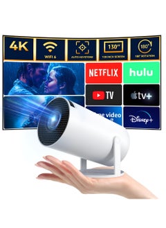 Buy Mini Projector with WIFI and Bluetooth 1080P Smart Projector Built-in Android TV 11.0, 10000 Lumen, Auto Keystone 4K Supported, 180 Degree Rotation, 40"-130" Screen Video Projector in UAE