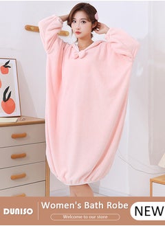 Buy Women's Bath Robe, Wearable Bath Towel Wrap Shower Wrap Hooded Large Bath Swimming Surf  Lightweight Long Knit Bathrobe, Soft Sleepwear Bathrobe for Female in Saudi Arabia