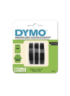 Buy DYMO EMBOSSING TAPE 9MMX3M BLACK IN A BLISTER OF 3PC, White On Black, S0847730, Pack of 3 in UAE