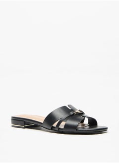 Buy Solid Slip-On Flat Sandals in UAE