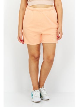 اشتري Women Embroidered Logo Drawstring Basic Short, Peach في الامارات