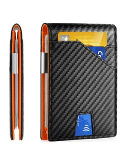 Buy Hot Business Carbon Fiber Pattern Wallet Short 20% Fold Gold Clip Leather Creative New Men's Wallet in Saudi Arabia