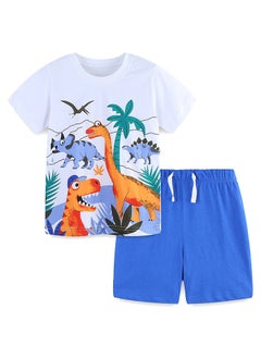 Buy Cartoon Dinosaur Printed Short Sleeve and Shorts,Two Piece set,Boy T-Shirt Set in Saudi Arabia