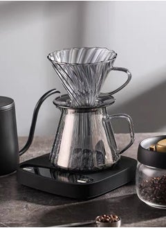 Buy V60 Drip Coffee Maker Set Manual Coffee Server Heat Resistant Glass Tea Pot With Espresso Pour Over Brewing Chemex Coffee Dripper Filter 600ml in Saudi Arabia