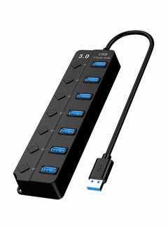 Buy Powered USB Hub 3.0, 7 Ports USB Charging Extender Data Hub Splitter Extension, with Individual Switches and Lights for Laptop, PC, Computer, USB Devices Super Compatible, 5Gbps Data Transfer Speed in Saudi Arabia