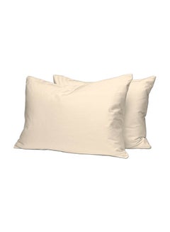 Buy 2-Piece 100 Long Staple 400 Thread Count Soft Sateen Weave Luxury Pillow Cases Includes 2xPillow Cases Cotton Beige 48x74cm in UAE