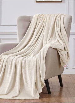 Buy SANDY Fleece Blanket, Made of Premium Microfiber, Super Soft Flannel Blanket for Bed, Sofa, Couch and Home Decorations , king Size, (240x220)cm, Off-White in Saudi Arabia