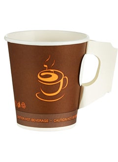 Buy Disposable Brown Paper With Handle Cups for Tea Coffee and Cool Drinks 7 OZ in UAE