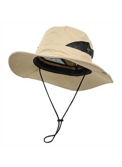 اشتري Sun Hats for Women Men Wide Brim Bucket Hat Summer UV Protection Sun Cap for Fishing Hunting Camping Khaki في الامارات