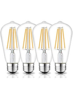 Buy E27 LED Bulb, NonDimmable Energy Saving Light Bulbs, 6W ST64 6500K Vintage Edison Screw ES Bulb 60W Incandescent Replacement Antique Clear Glass for Pendant Home, Retro Fashioned Lamp (4Pcs Cool White in Saudi Arabia