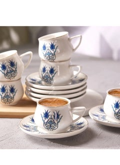 Buy Karaca Iznik New Form Coffee Cup Set for 6Person 90 ml in UAE