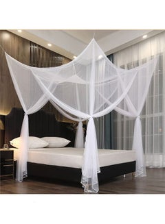 Buy Mosquito Net for Bed Canopy, Four Corner Post Curtains Bed Canopy Elegant Mosquito Net Set for Patio Indoor Outdoor White 190x210x240cm in Saudi Arabia