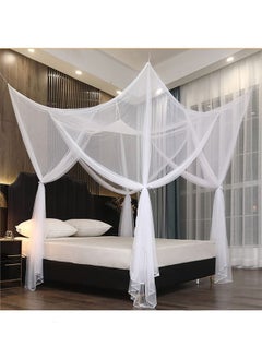 اشتري Mosquito Net for Bed Canopy, Four Corner Post Curtains Bed Canopy Elegant Mosquito Net Set for Patio Indoor Outdoor White 190x210x240cm في السعودية