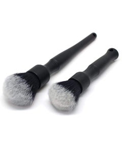 اشتري Ultra Soft Car Detailing Brush Set Natural Premium Long Handle Detail Brushes for Engines Wheels Interior Leather Trim Air Vents black 2 Pack في الامارات