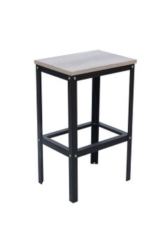 Buy RIGID Rectangular Wooden bar stool with Metal Legs in UAE