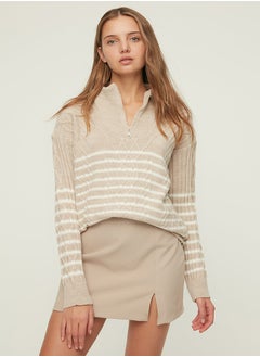 Buy Beige Oversized Knitwear Sweater TWOAW22KZ0020 in Egypt