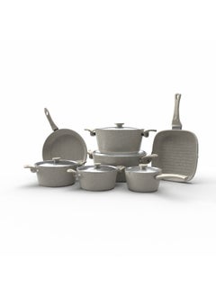 Buy Top Chef Granite Set Of 12 (Pot 16-22-26-30 - Grill 28 - Frying Pan 30 - Casserole 18) Biege in Egypt