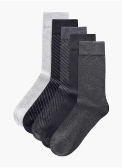 اشتري Men Assorted Crew Length Socks - Set of 5 في الامارات