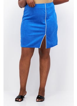 اشتري Women Curve Plain Mini Skirt, Blue في الامارات