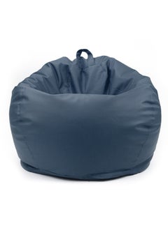 Buy Classic Round Faux Leather Bean Bag with Polystyrene Beads Filling(Blue) in UAE