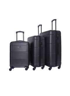 Buy 3-Piece Hard Side ABS Luggage Trolley Set 20/24/28 Inch Black in UAE