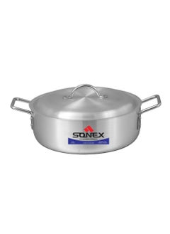 Buy Sonex Fish Pot No. 4 (31 cm & 8 Ltr), Shallow Cooking Pot With Lid, Premium Aluminum,Excellent Heat Distribution, Ergonomic Handles, Dishwasher Safe, Metal Finish, Silver in UAE