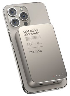 اشتري Momax Q.Mag X2 [20,0000mAh] Magnetic Wireless Battery Pack [2nd Generation] - Titanium Grey في الامارات