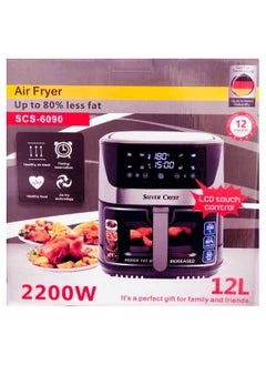 Buy SilverCrest Air Fryer, 12L, Stainless Steel, Up to 80% Less Fat, Touch Control, 2200W in UAE