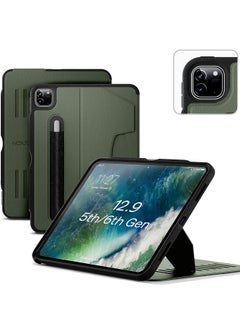 اشتري ZUGU CASE iPad Pro 12.9 Case, Ultra Slim Protective Case Designed for iPad Pro 12.9-inch (6th Gen,2022) (5th Gen,2021) Wireless Apple Pencil Charging, Convenient Magnetic Stand - Olive في الامارات