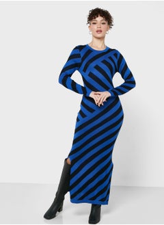 Buy Striped Knitted Dress in Saudi Arabia