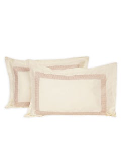 اشتري Luxurious Embroidered 400 Thread Count 100 Percent Cotton Pillow Case Set of 2 في السعودية