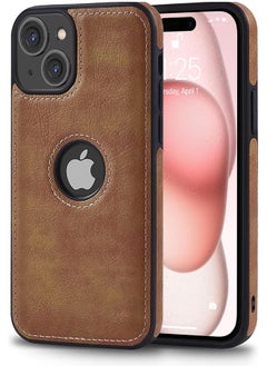 Buy iPhone 15 Leather Case Cover, Thin Flexible Soft Grip Luxury Retro Cover for Men, Premium Vegan Classic Anti Scratch Shockproof Phone Cases for iPhone 15(2023) 6.1" (Brown) in UAE