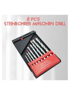 Buy 8Pcs  Drill Bit Set, Used for Concrete Brick  Tile 1 8  to 3 8 3 4 5 6 7 8 9 10mm  Round Shank Nickel Plated in Saudi Arabia