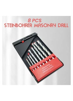 Buy 8Pcs  Drill Bit Set, Used for Concrete Brick  Tile 1 8  to 3 8 3 4 5 6 7 8 9 10mm  Round Shank Nickel Plated in Saudi Arabia