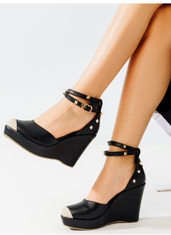 Buy Adorable And Comfortable Wedge Sandal Leather SN-W4- Black in Egypt