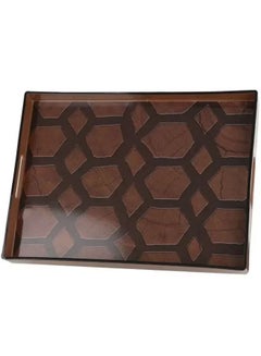 Buy Brown Rectangular Plastic Serving Tray with the Handle in Saudi Arabia