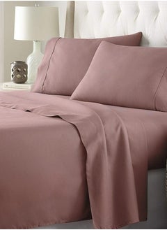 Buy Stitch King Cotton Sheet Set 4 Pieces 300 Stitches Purple in Saudi Arabia