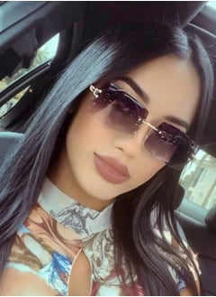 Buy Vintage Rimless Sunglasses Rectangle Frameless Candy Color Glasses For Women in Saudi Arabia