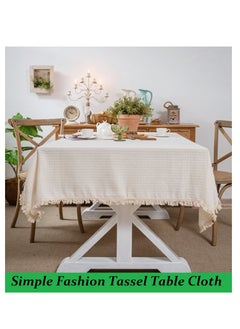 Buy Simple and Stylish Waffle Tablecloth Tassel Tablecloth Suitable For Decorating Living Room Kitchen Banquet Party Picnic in Saudi Arabia